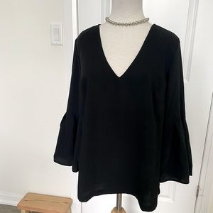 Black deep vneck blouse top